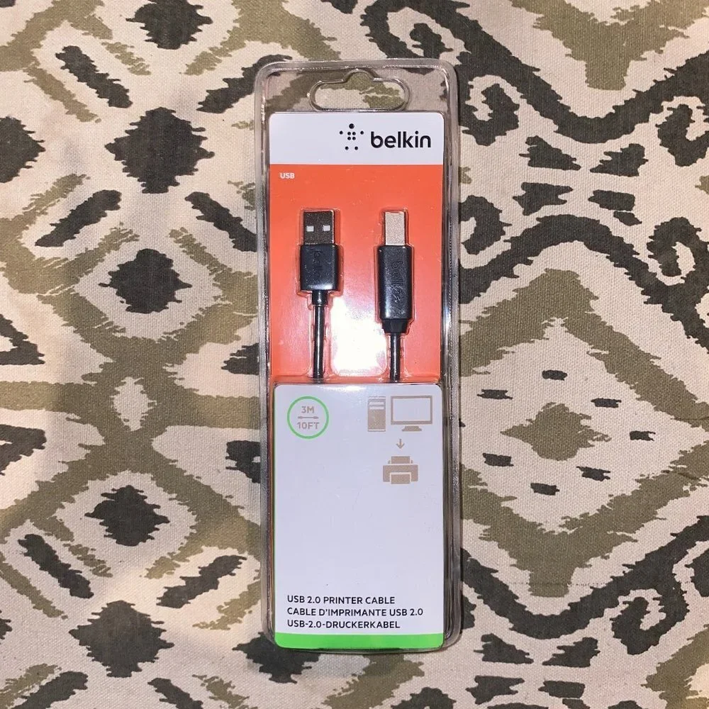 Belkin 3M Black USB 2.0 Printer Cable Cord